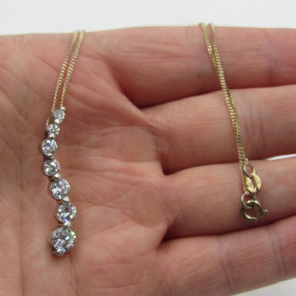 Jewelry - 19" Sterling Tiered Style CZ Diamond Necklace